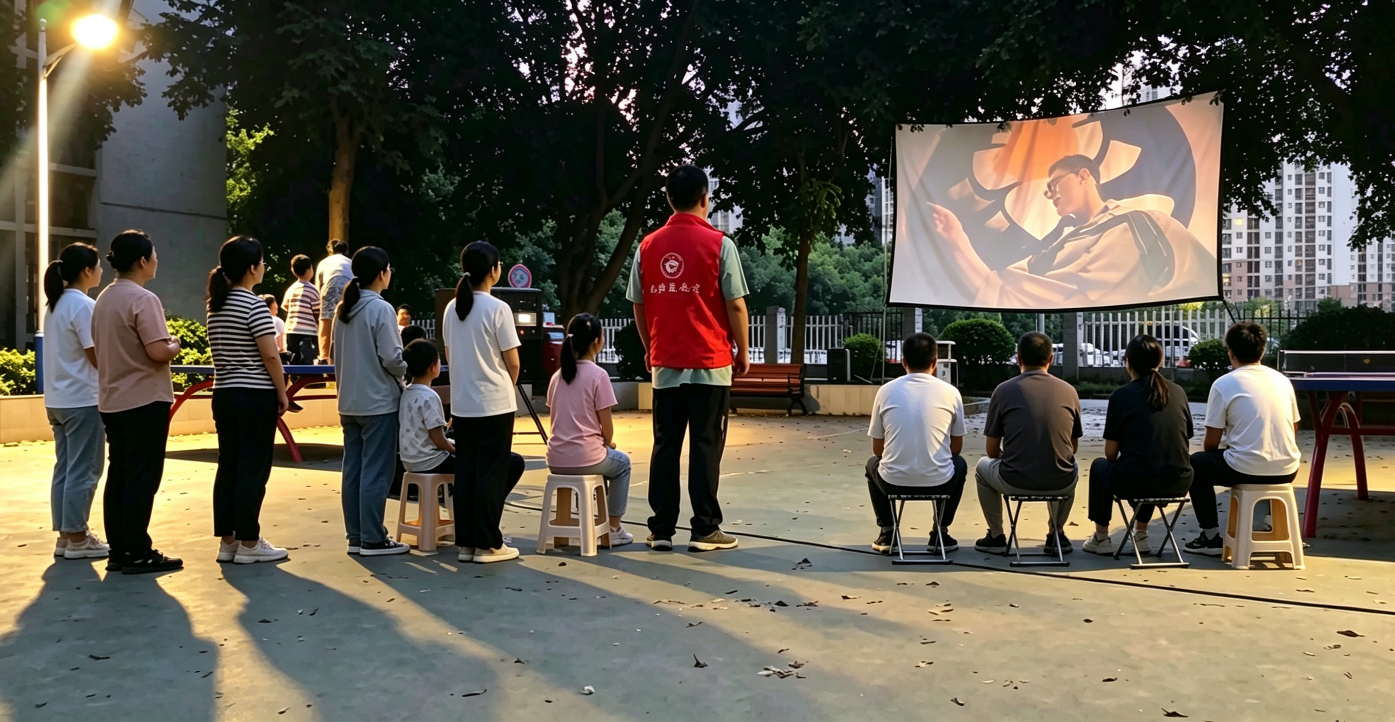 丰文街道丰文社区开展露天公益观影活动